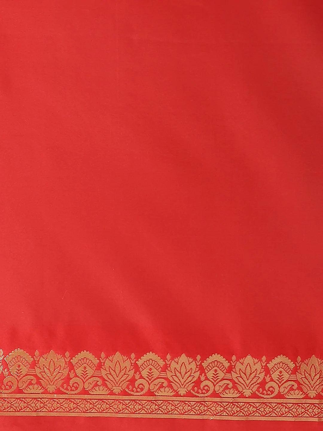 Red Woven Design Silk Saree