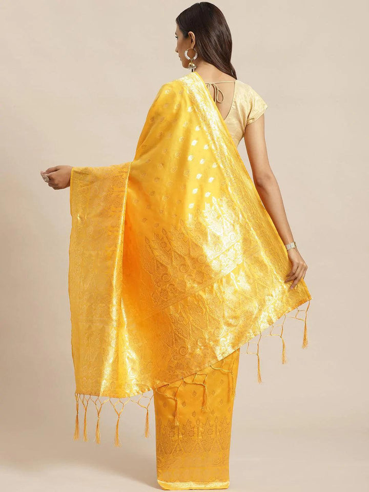 Yellow Woven Design Silk Saree - ShopLibas