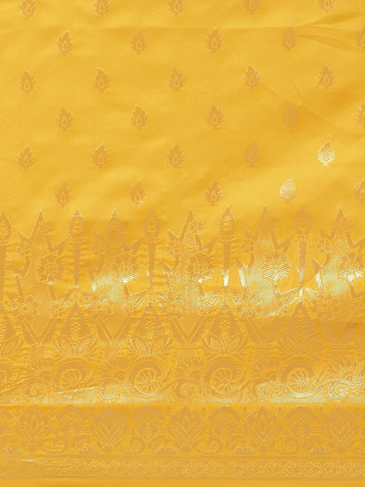 Yellow Woven Design Silk Saree - ShopLibas