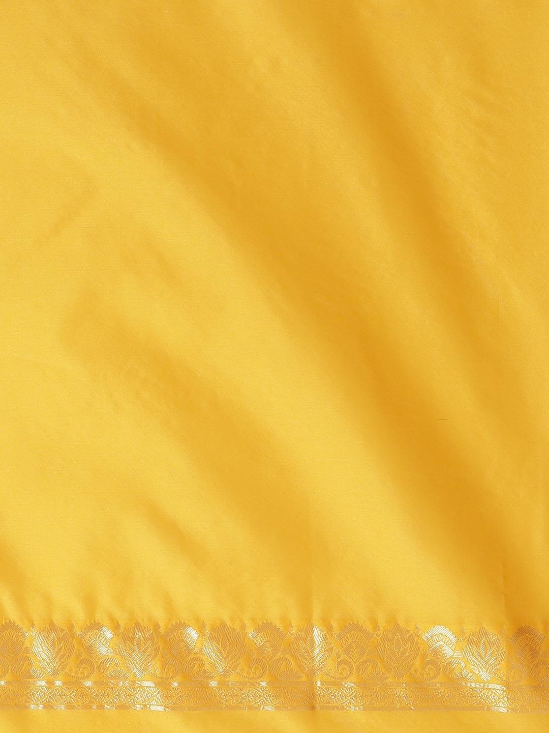 Yellow Woven Design Silk Saree - ShopLibas