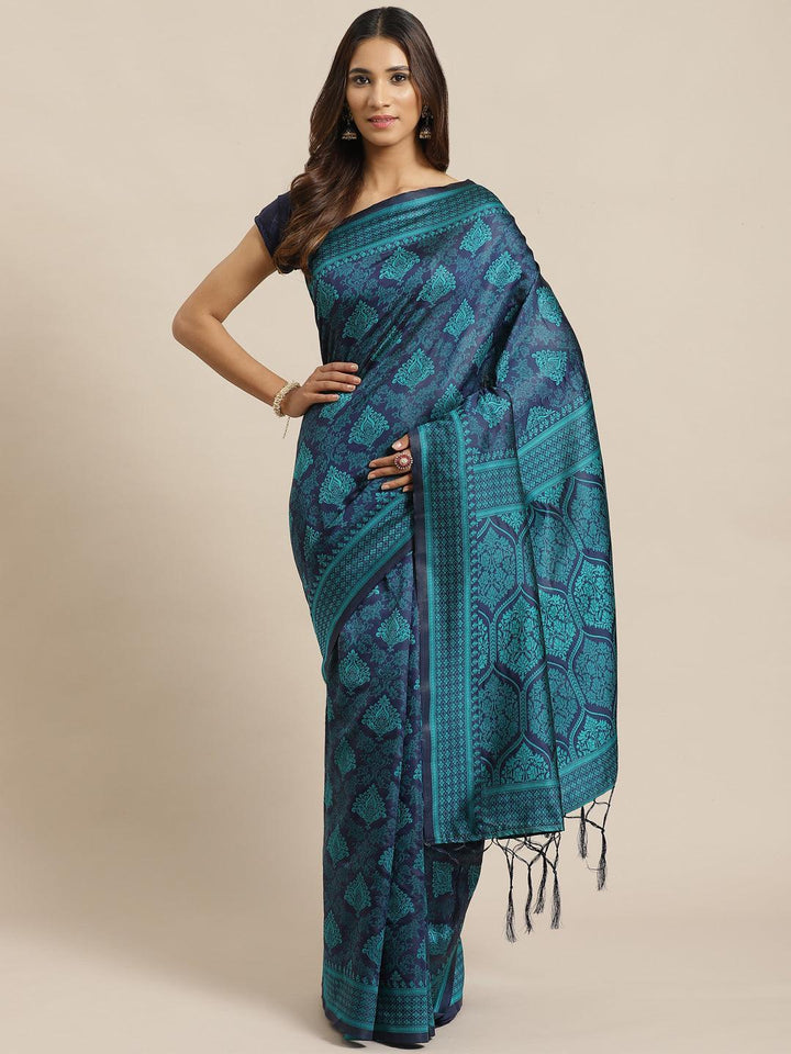 Blue Woven Design Silk Saree - ShopLibas