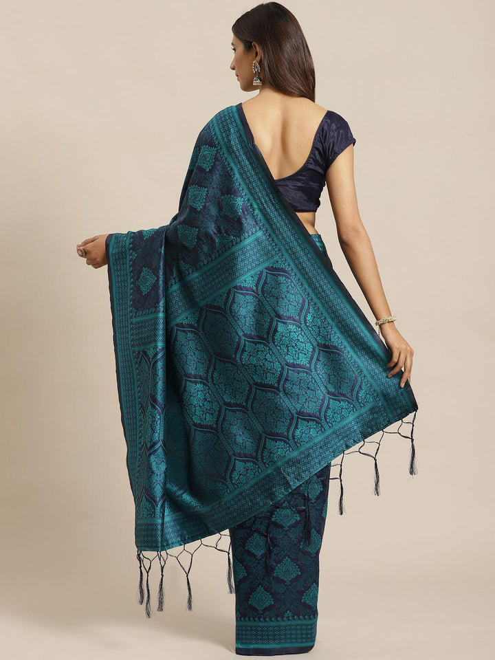 Blue Woven Design Silk Saree - ShopLibas