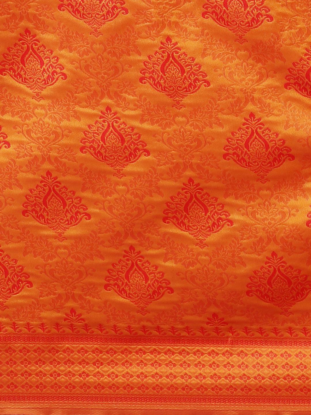 Orange Woven Design Silk Saree - ShopLibas