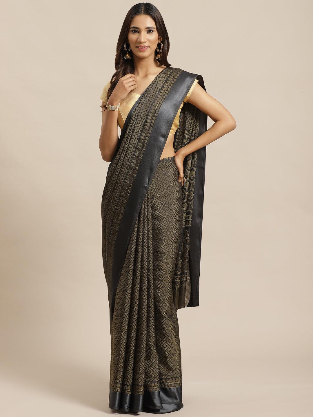 Grey Woven Design Brocade Saree - ShopLibas