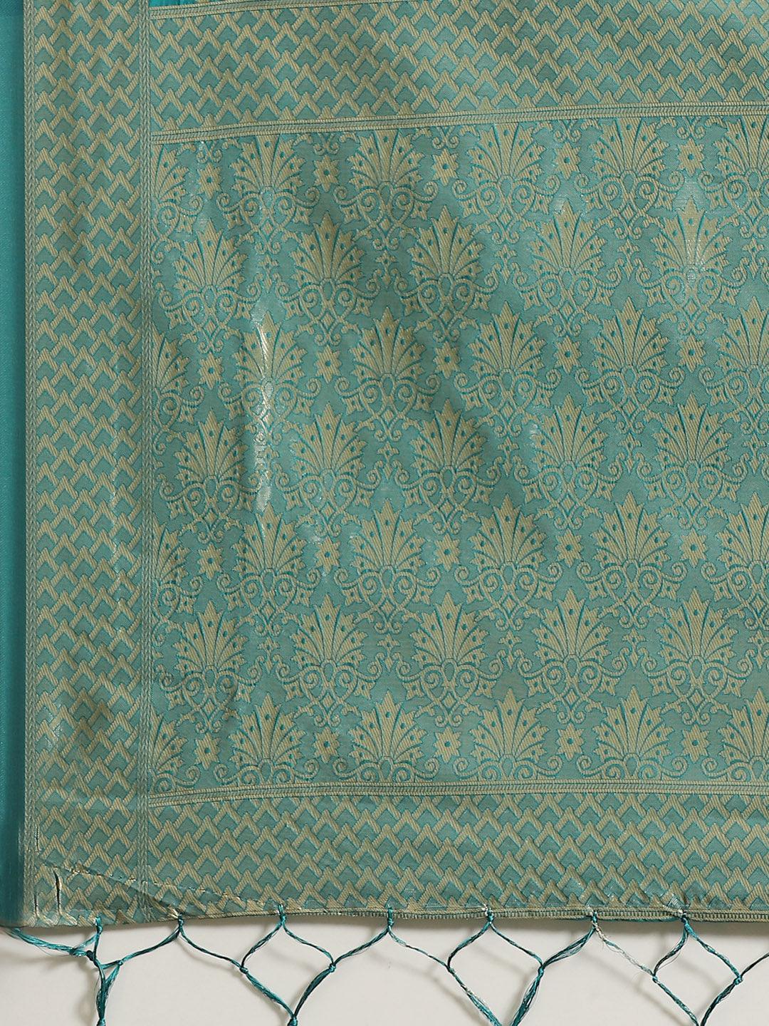 Green Woven Design Silk Saree