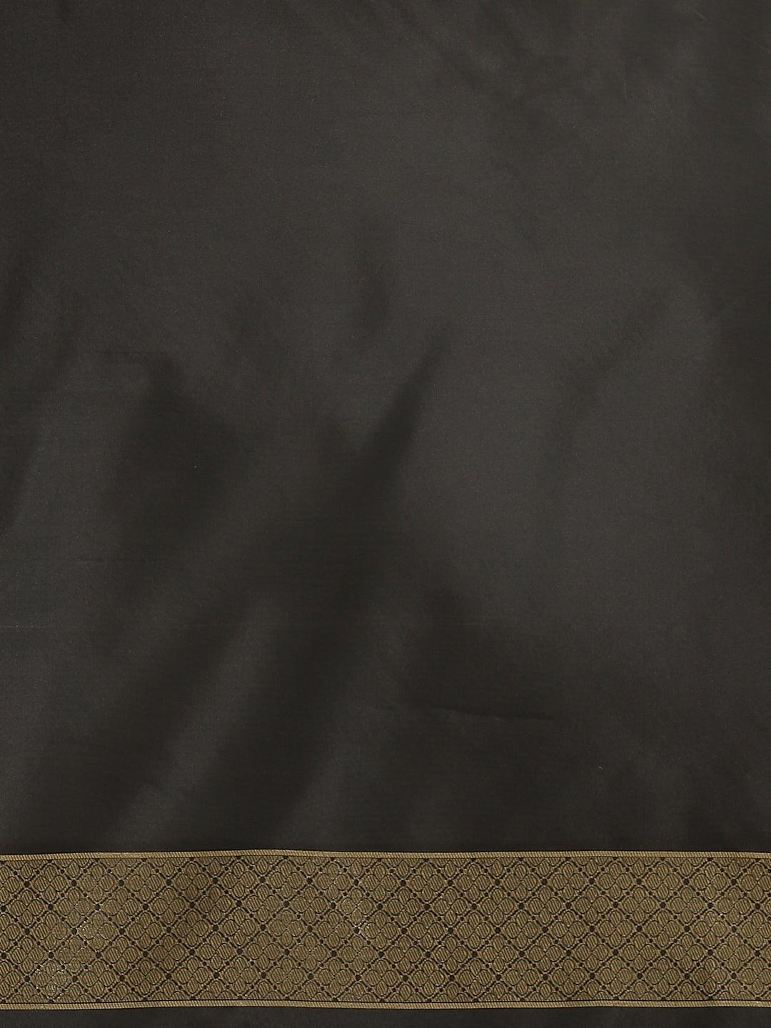 Black Woven Design Silk Saree - ShopLibas