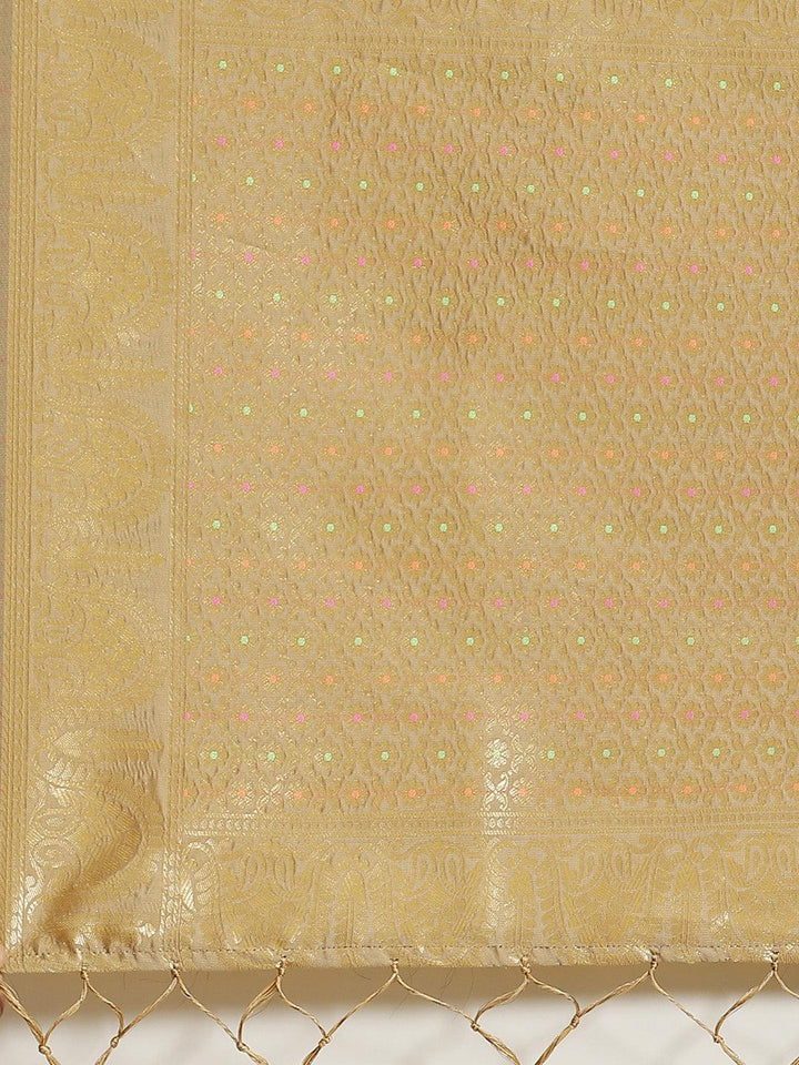 Golden Woven Design Brocade Saree - ShopLibas