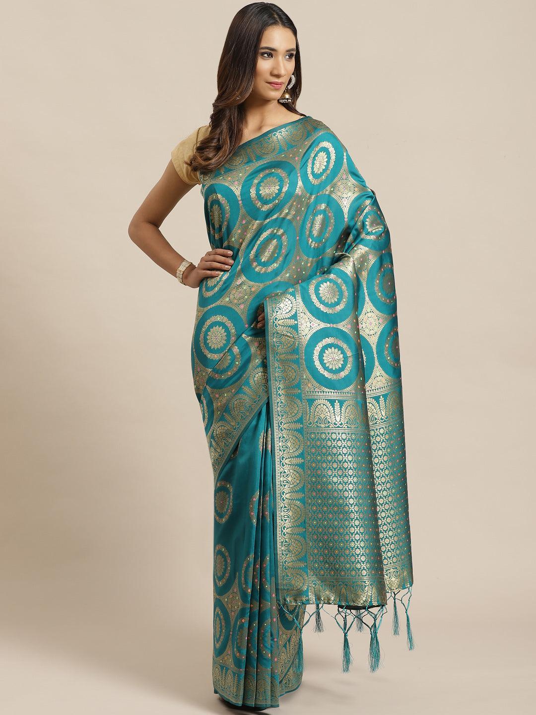 Green Woven Design Brocade Saree