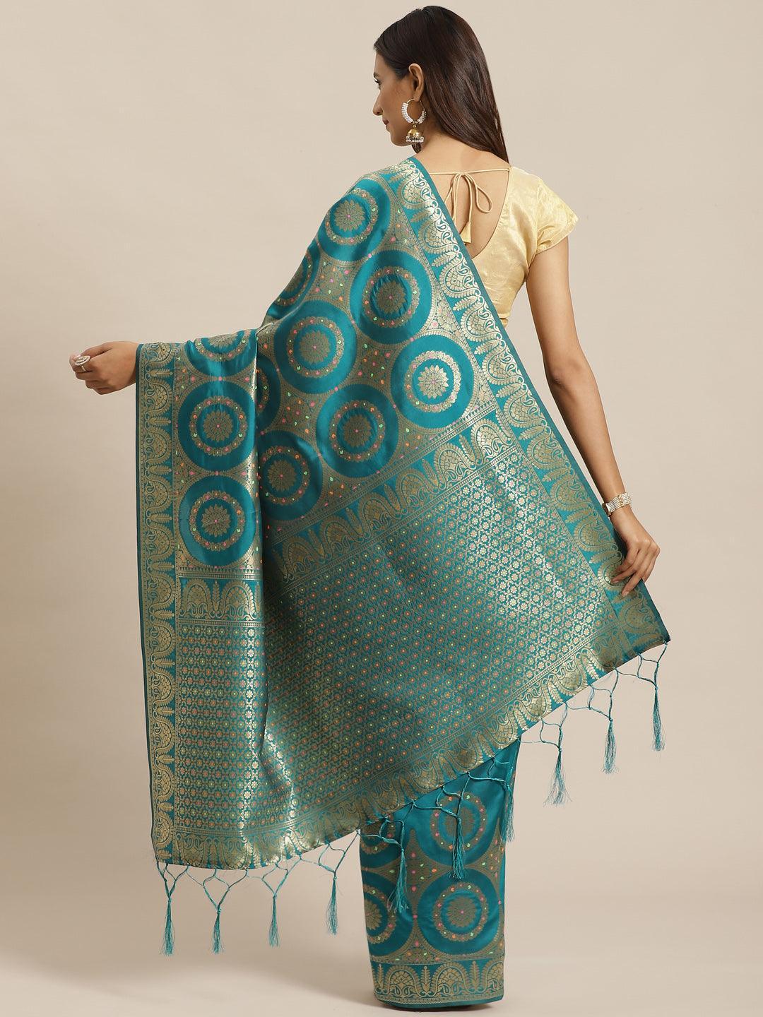 Green Woven Design Brocade Saree