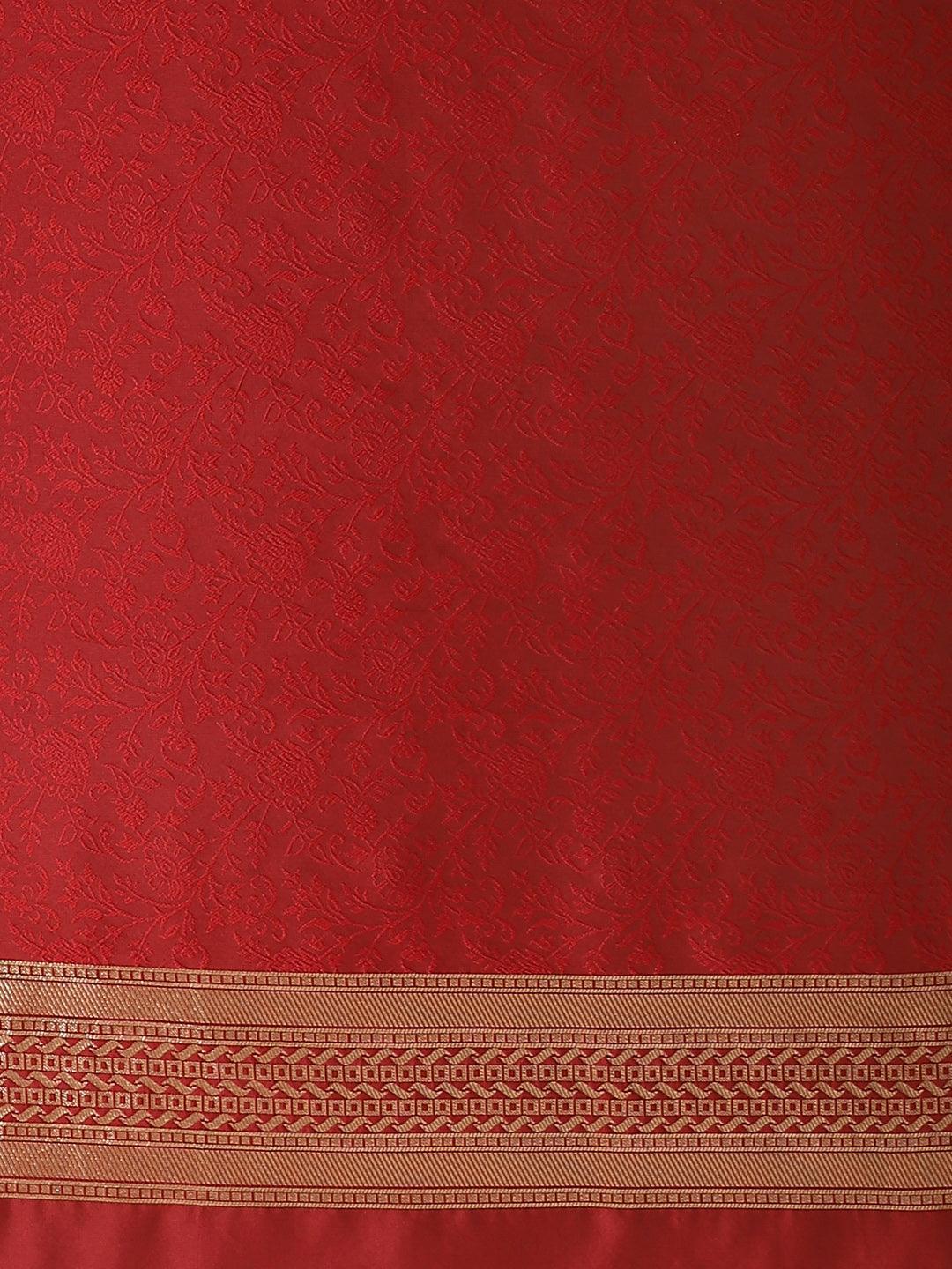 Maroon Woven Design Silk Saree - ShopLibas