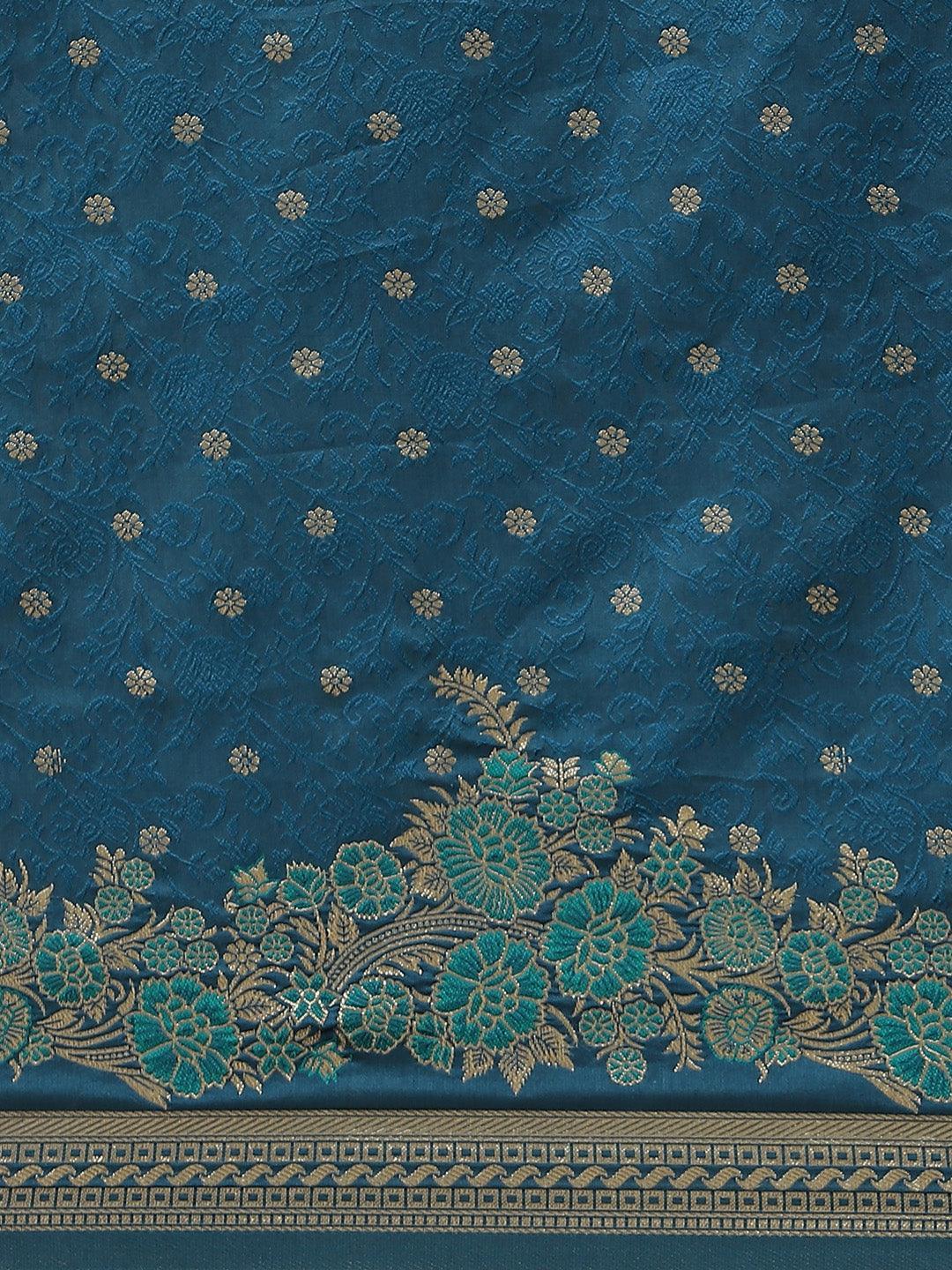 Blue Woven Design Silk Saree - ShopLibas