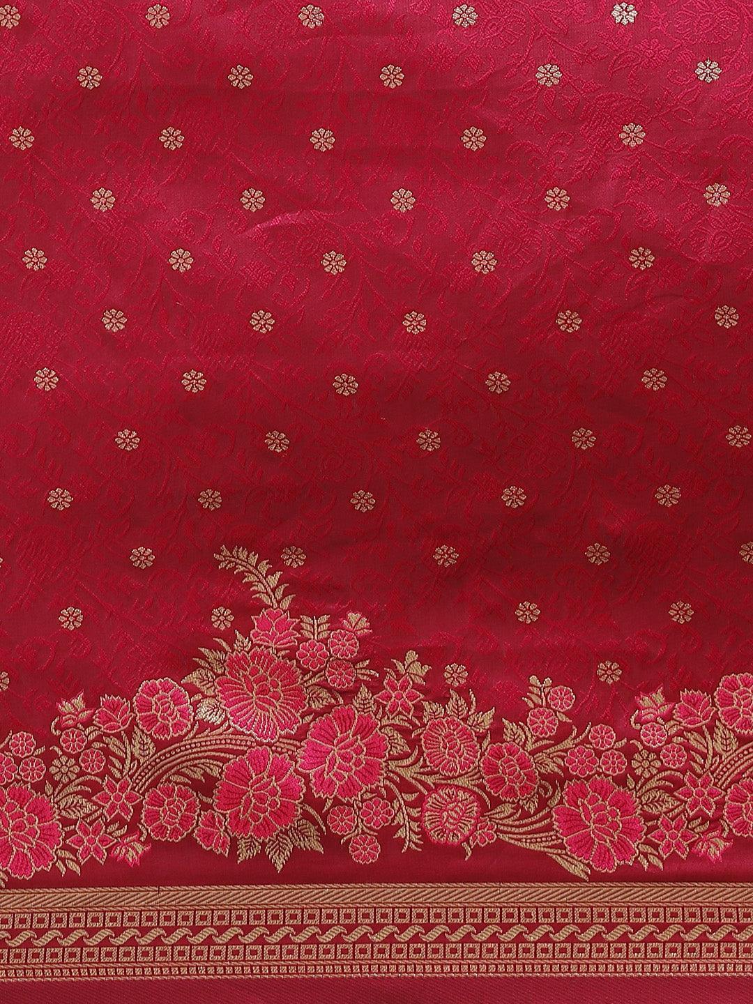 Pink Woven Design Silk Saree