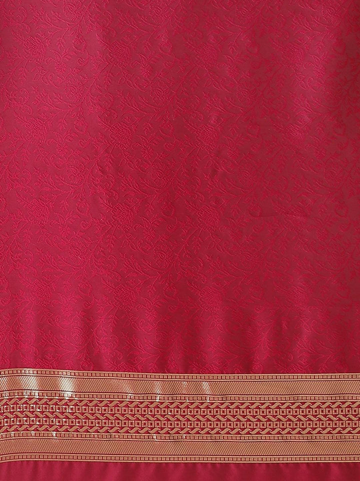 Pink Woven Design Silk Saree - ShopLibas