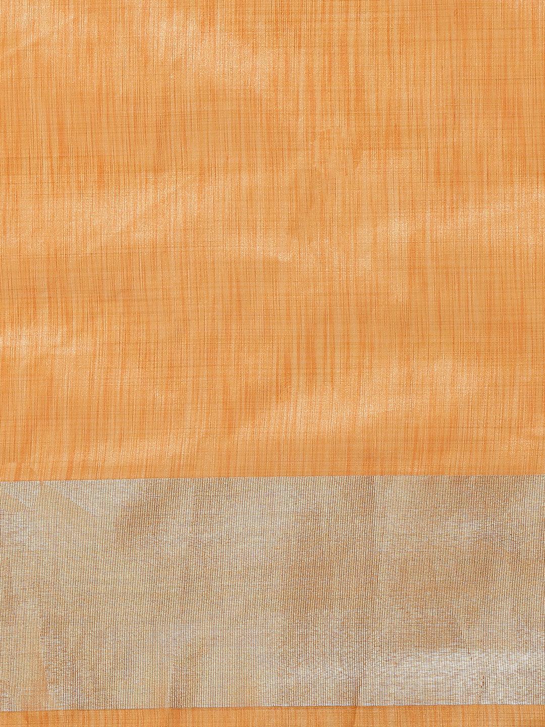 Orange Woven Design Silk Blend Saree