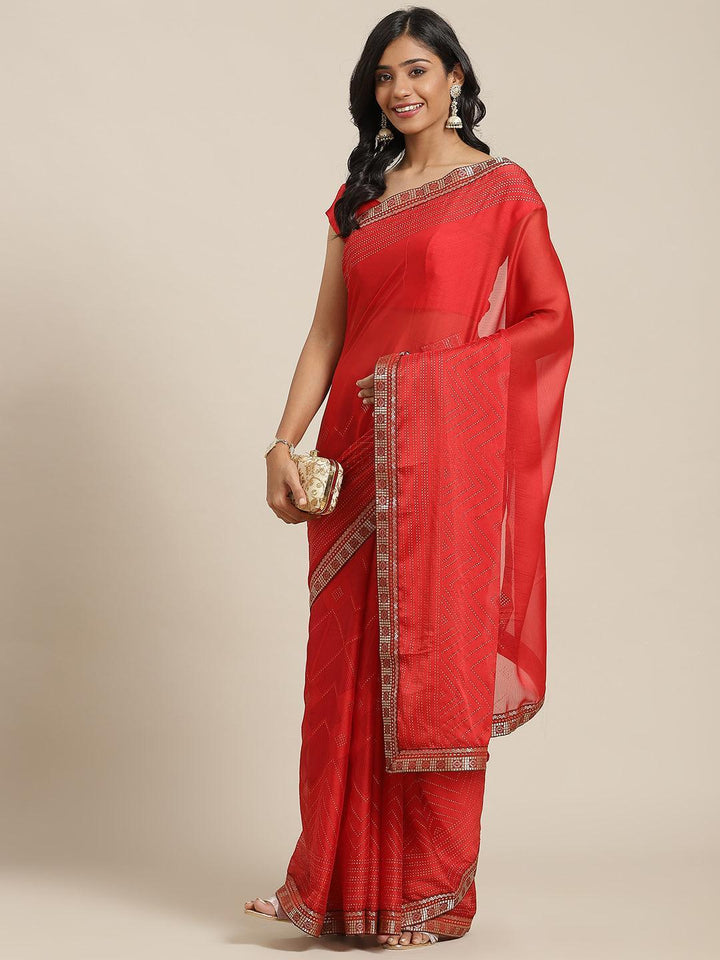 Maroon Printed Georgette Saree - ShopLibas