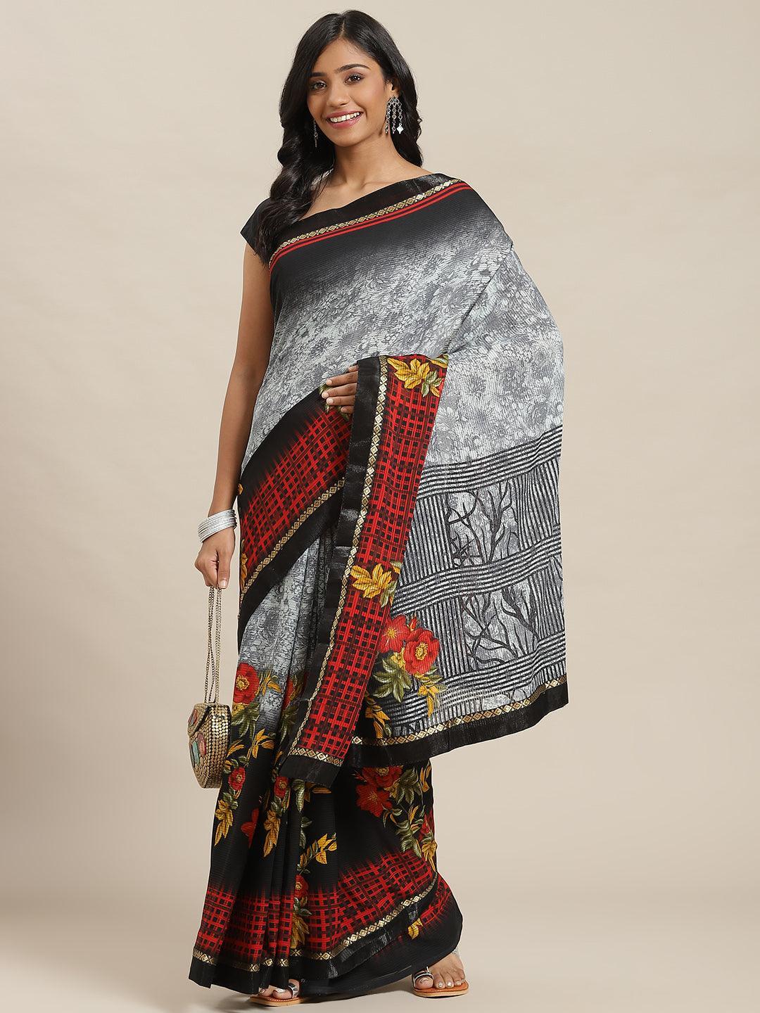 Multicoloured Printed Georgette Saree