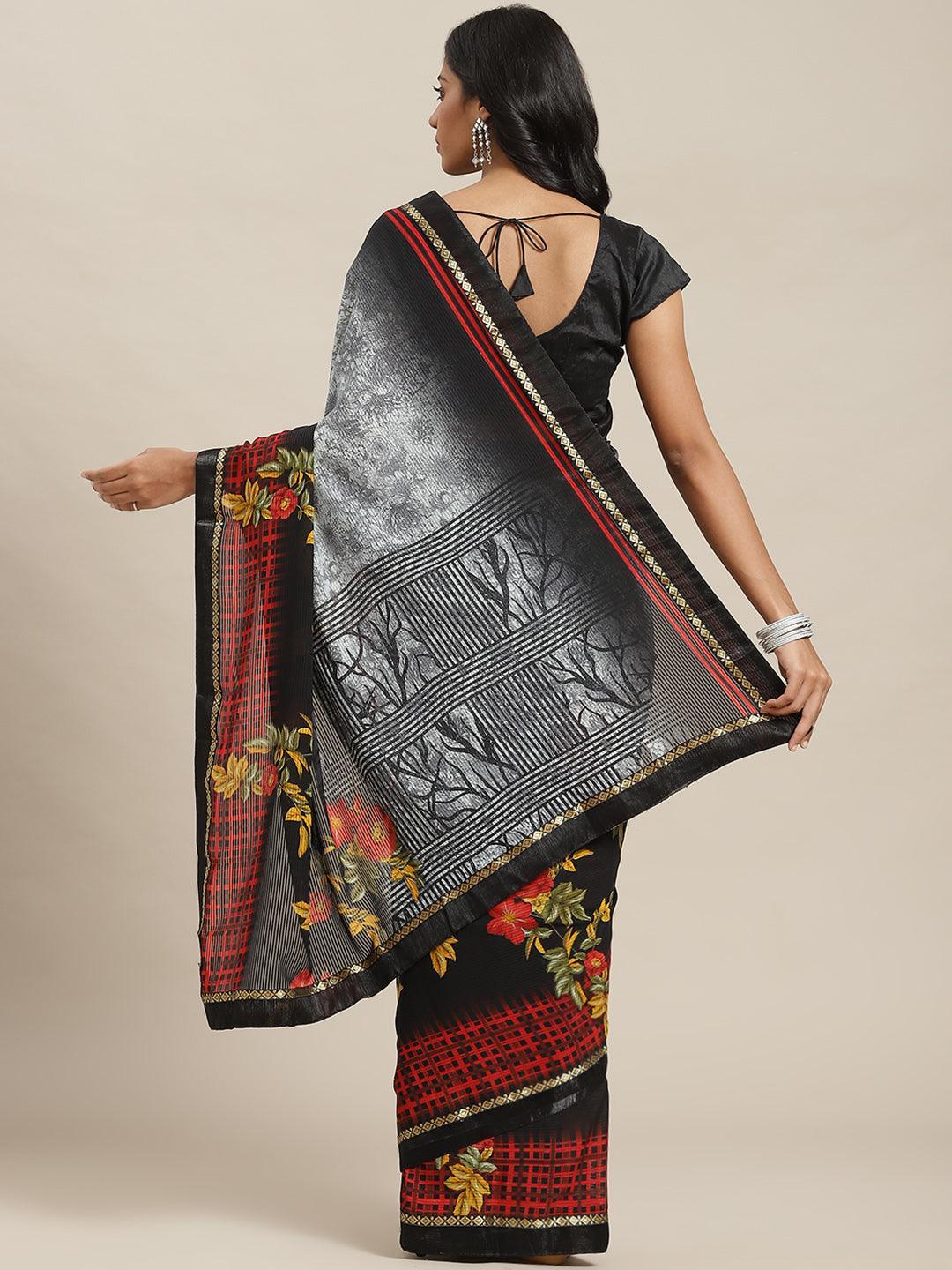 Multicoloured Printed Georgette Saree