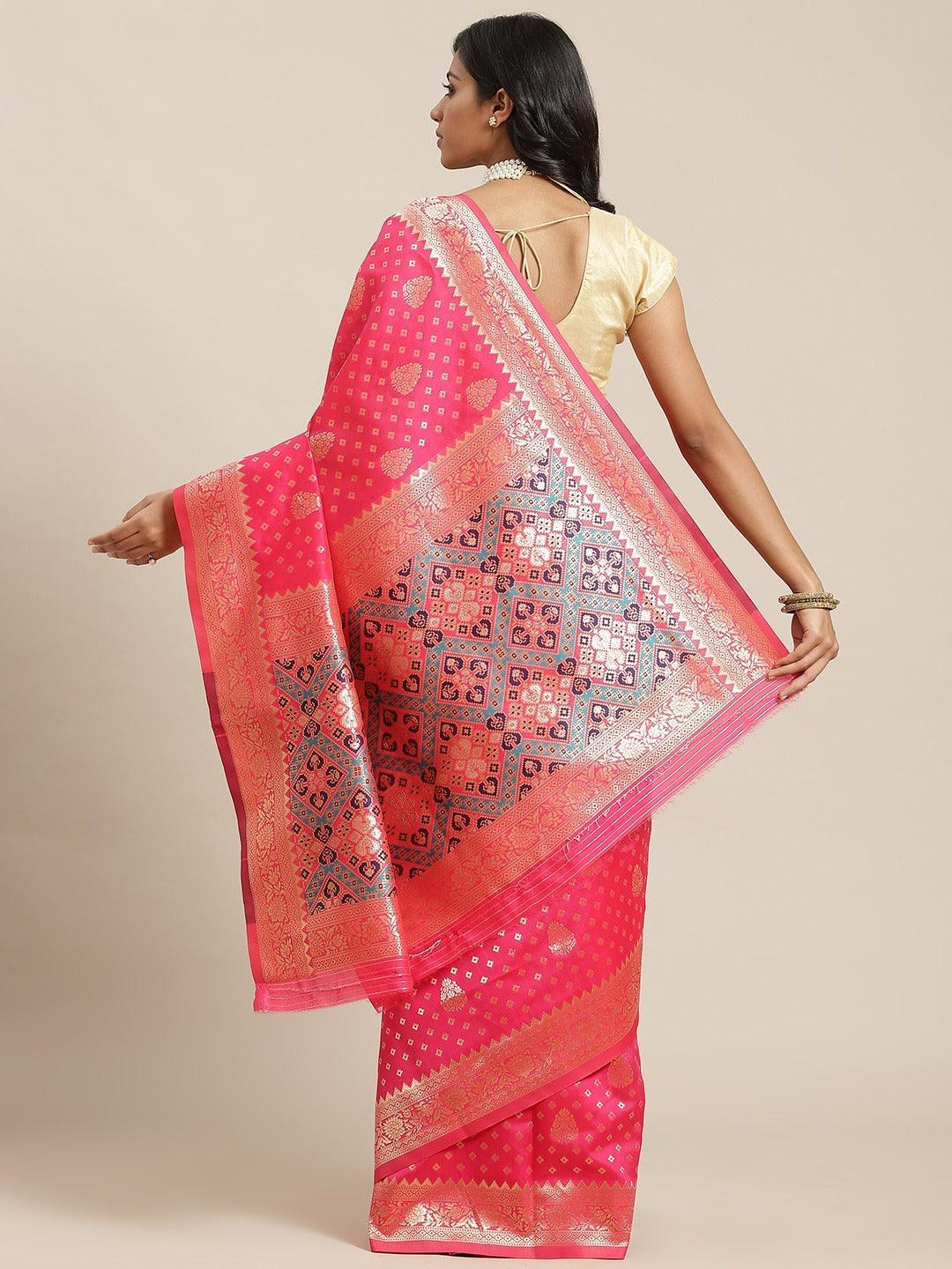 Pink Woven Design Brocade Saree