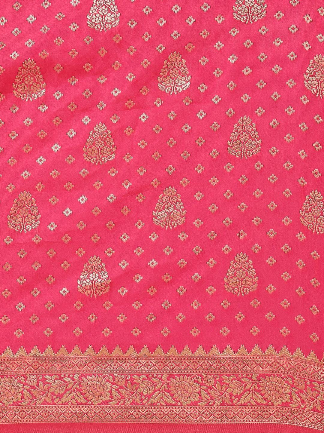 Pink Woven Design Brocade Saree