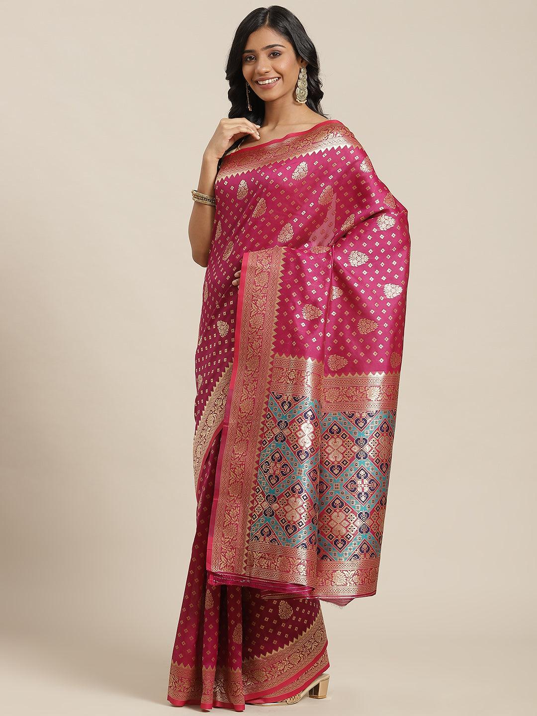 Purple Woven Design Brocade Saree