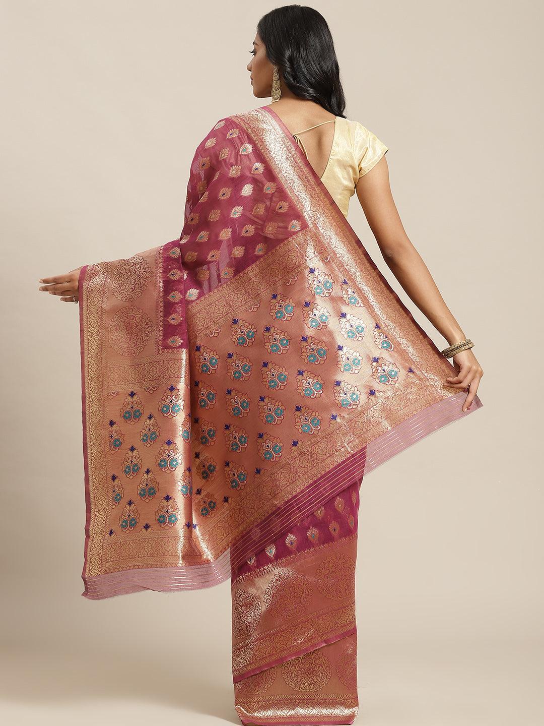 Purple Woven Design Brocade Saree