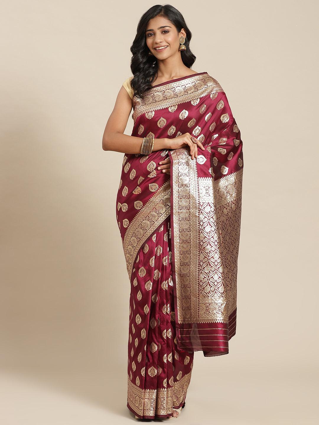 Purple Woven Design Brocade Saree