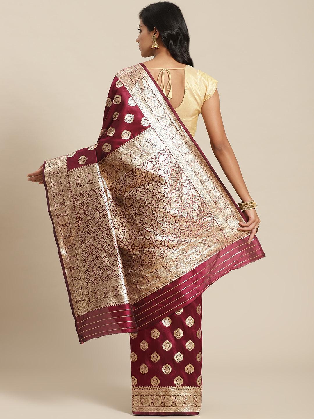 Purple Woven Design Brocade Saree