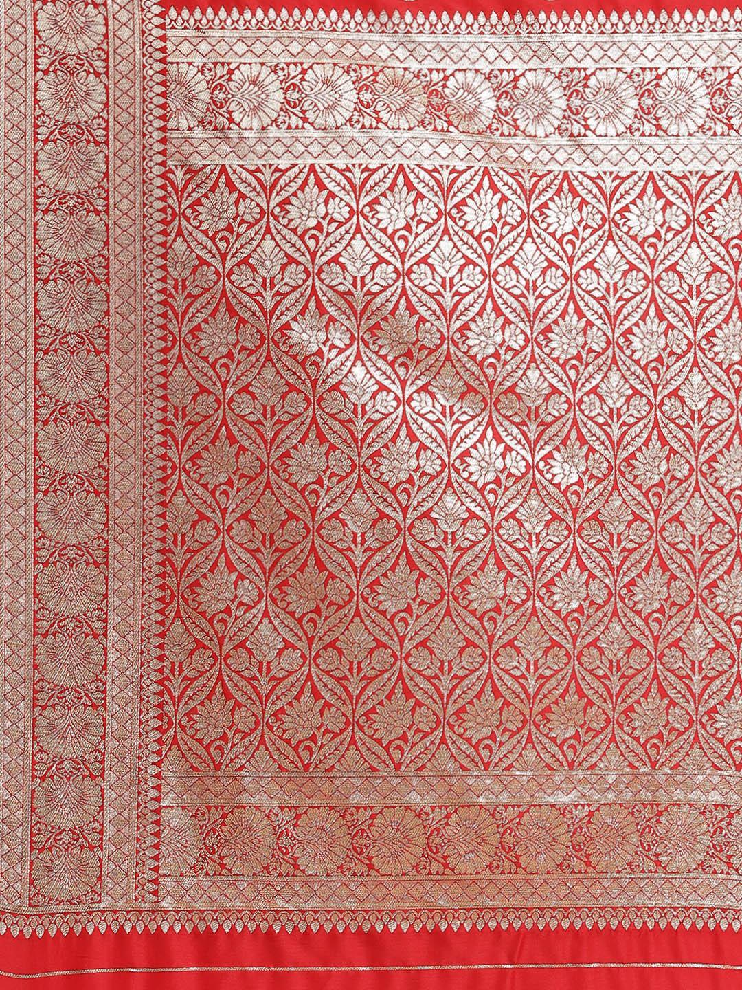 Red Woven Design Brocade Saree