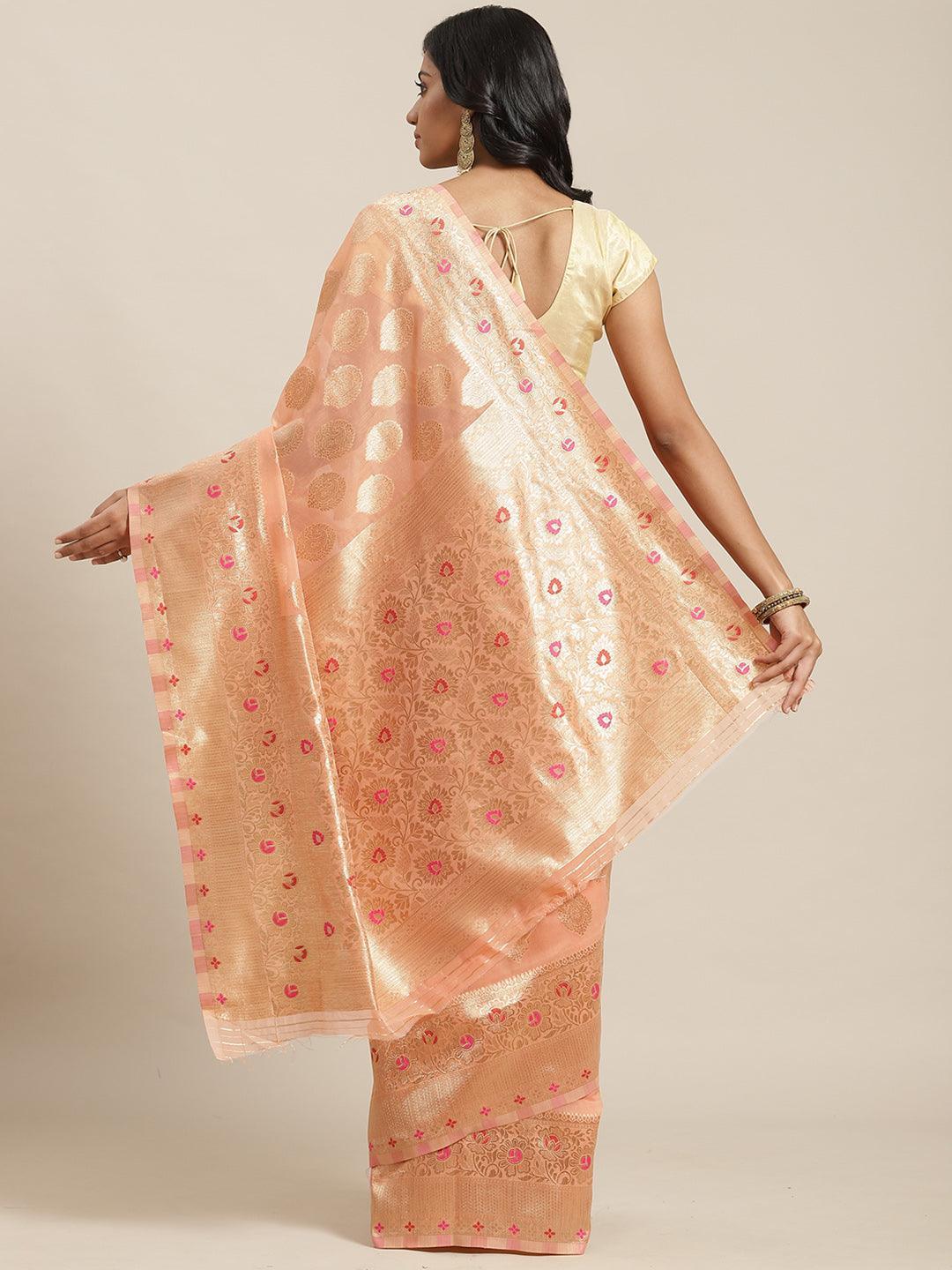 Pink Woven Design Brocade Saree