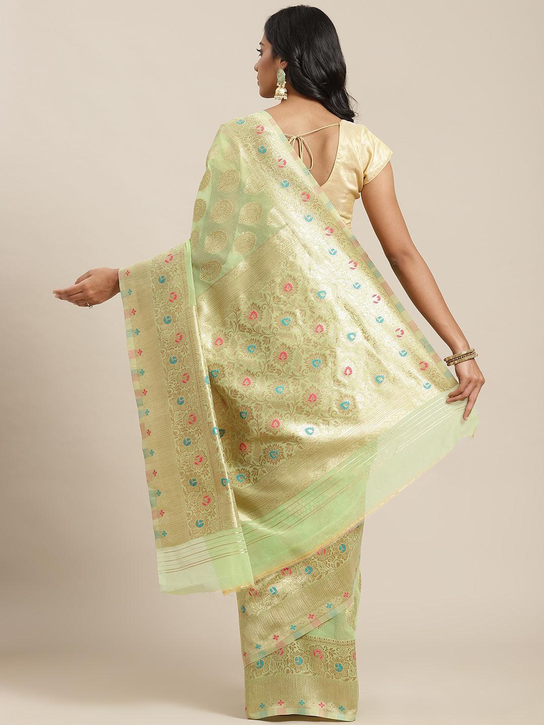 Green Woven Design Brocade Saree