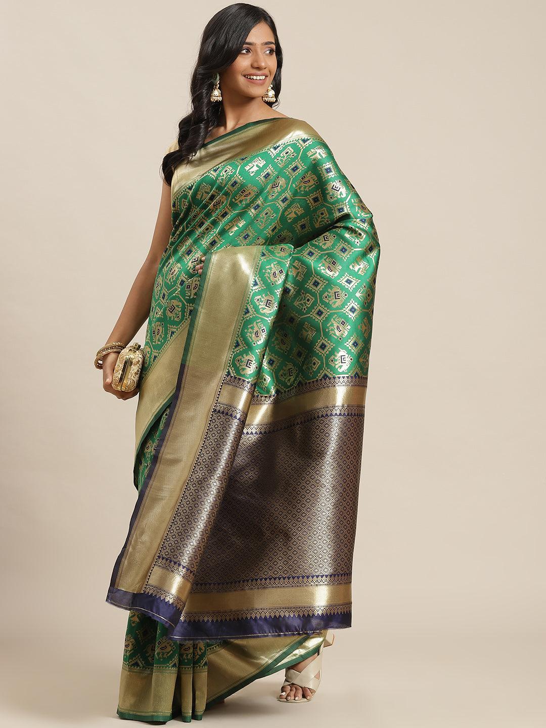 Green Woven Design Brocade Saree