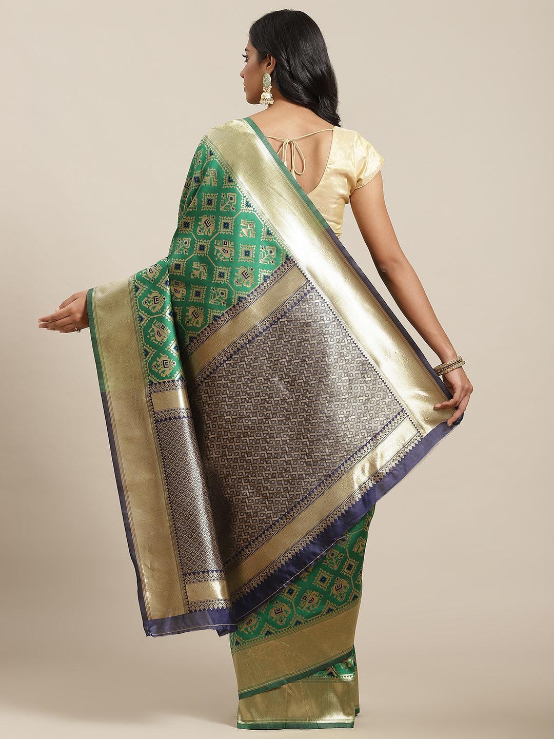 Green Woven Design Brocade Saree