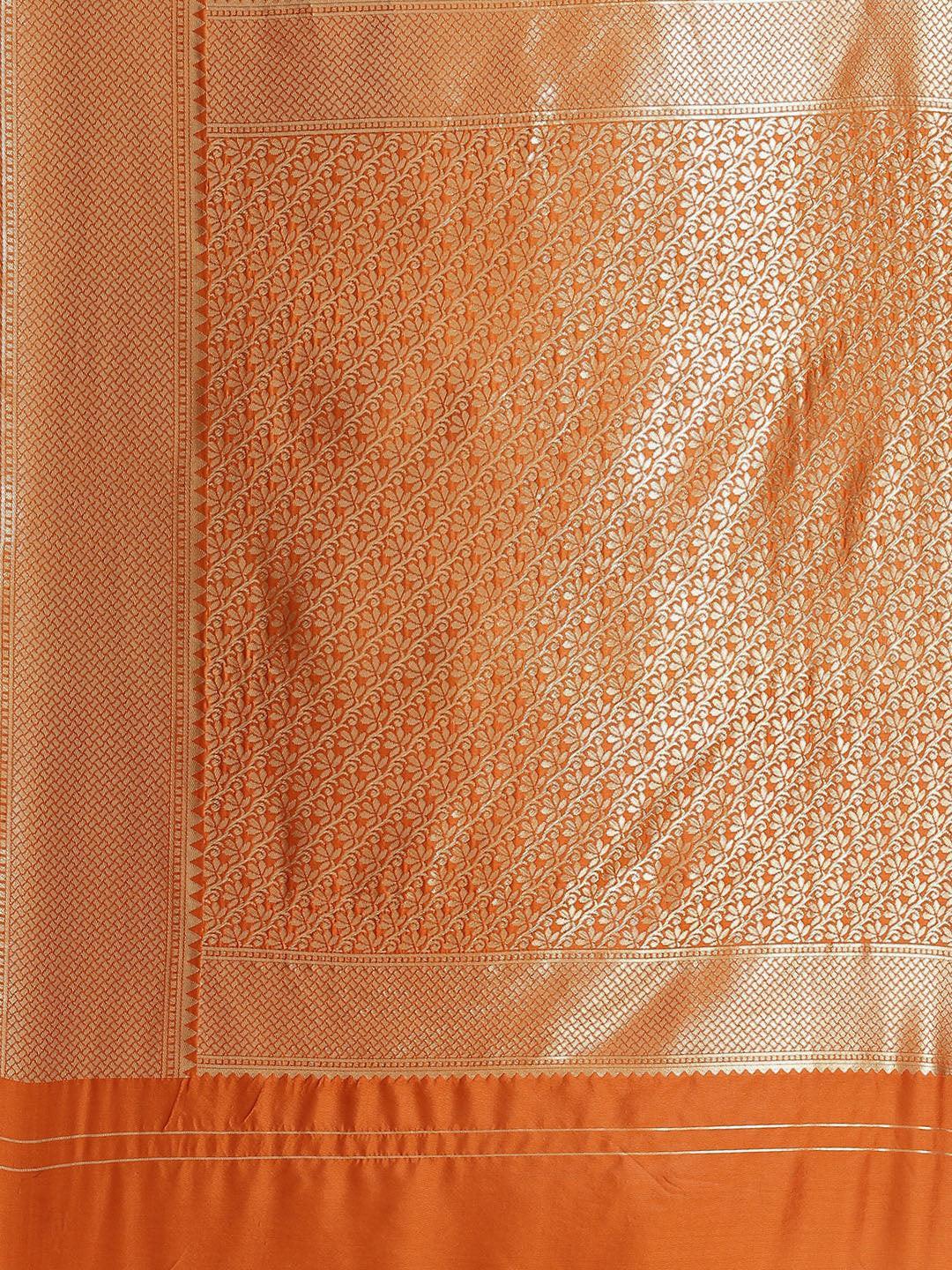 Orange Woven Design Brocade Saree