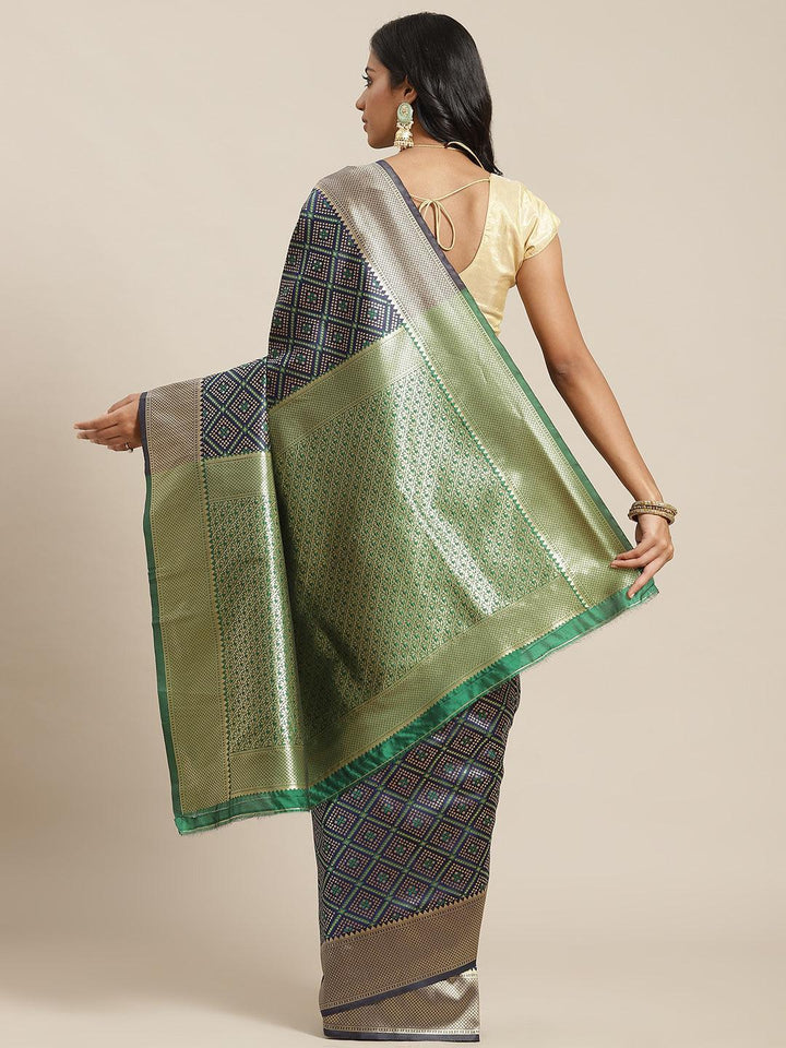 Blue Woven Design Brocade Saree - ShopLibas