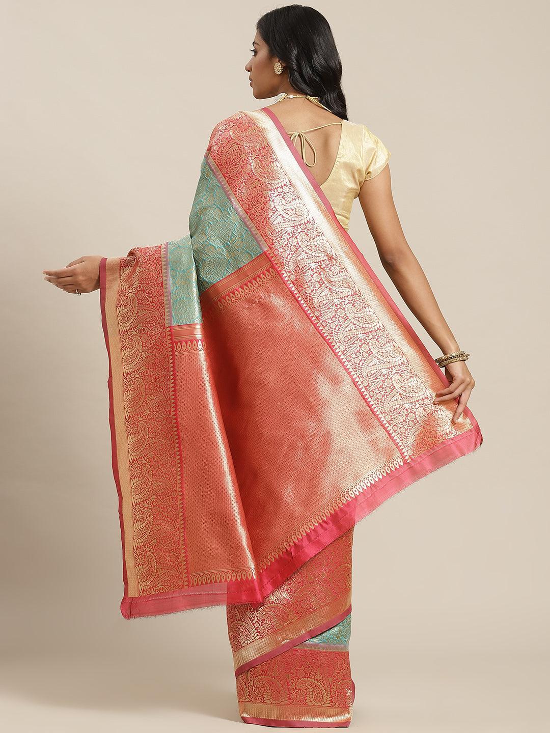 Multicoloured Woven Design Brocade Saree