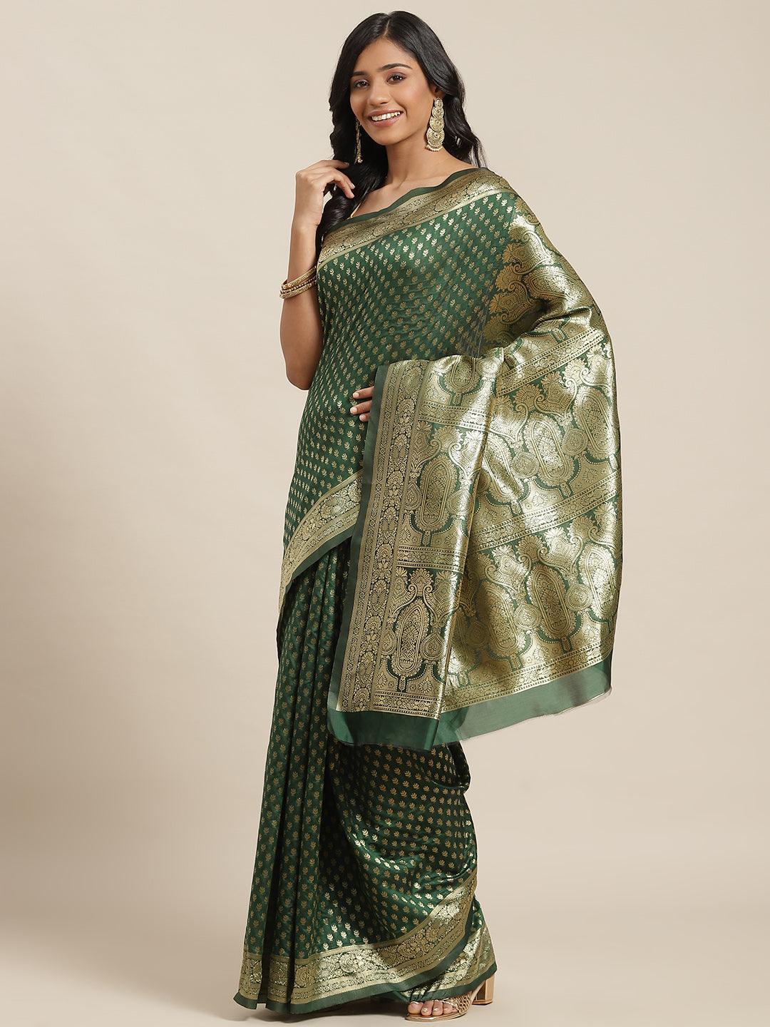 Green Woven Design Brocade Saree