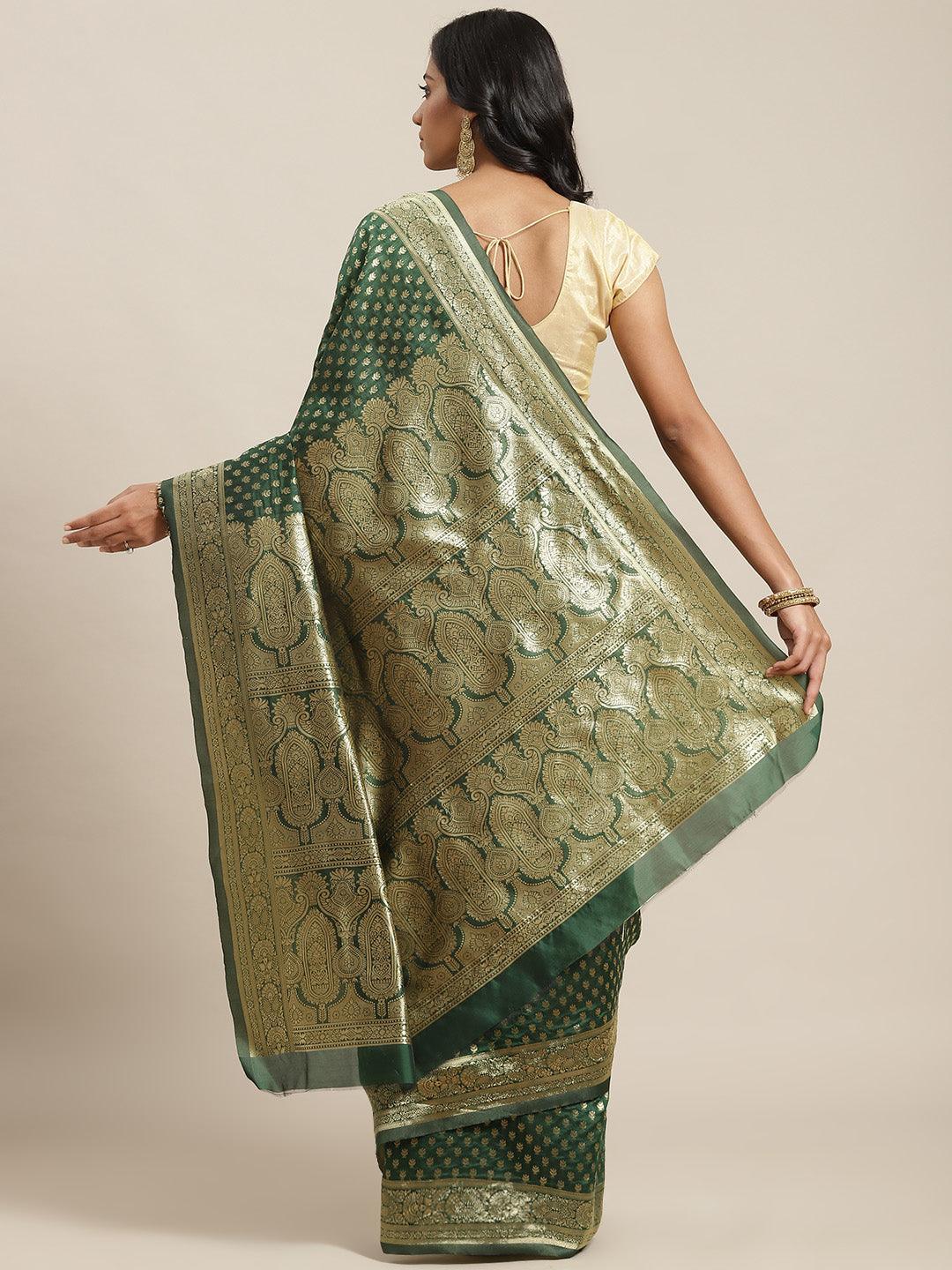 Green Woven Design Brocade Saree