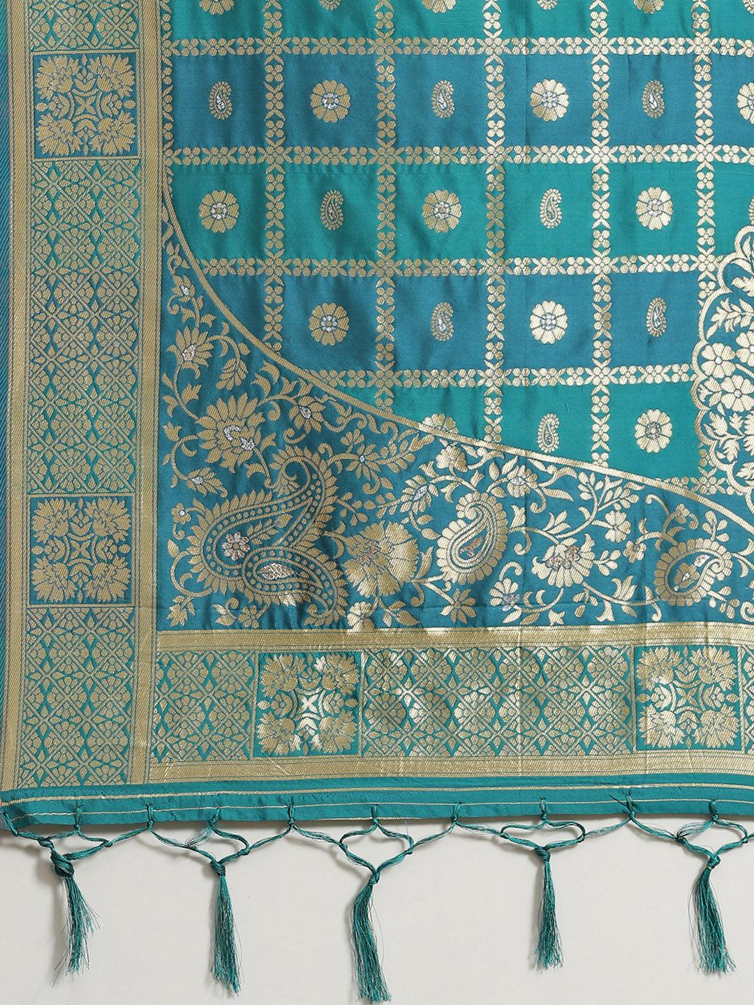 Blue Woven Design Brocade Saree