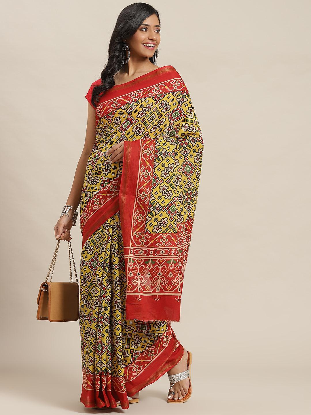 Multicoloured Printed Cotton Saree