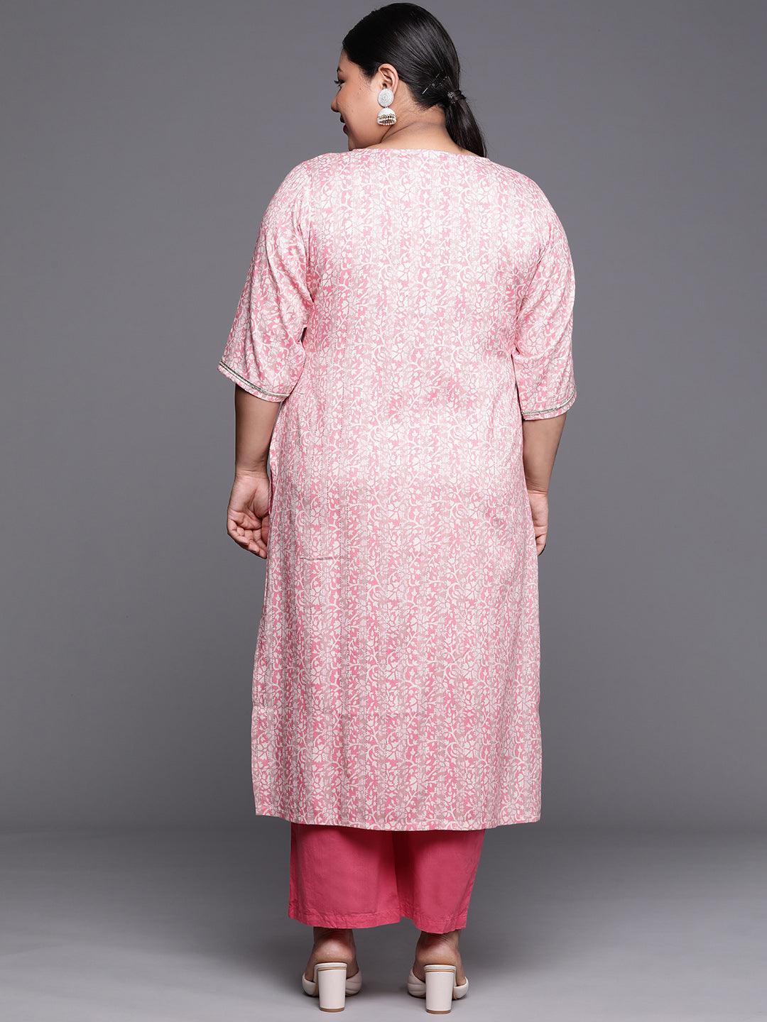 Plus Size Pink Yoke Design Rayon Kurta