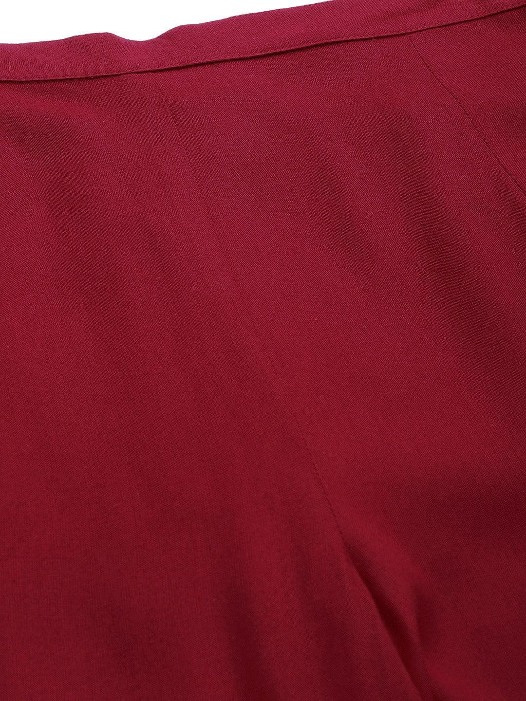 Maroon Hem Design Rayon Palazzos