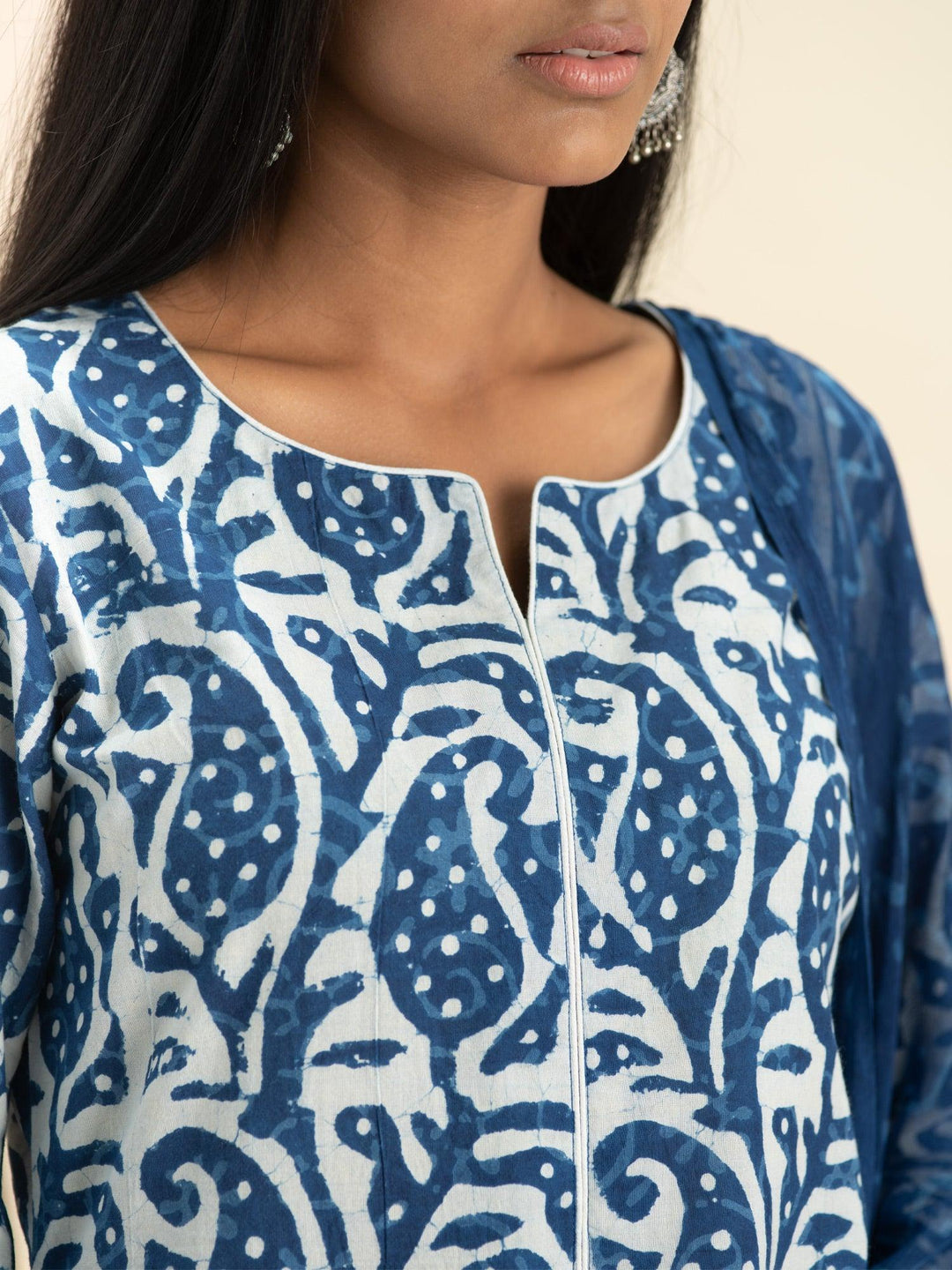 Indigo Printed Cotton Suit Set - ShopLibas