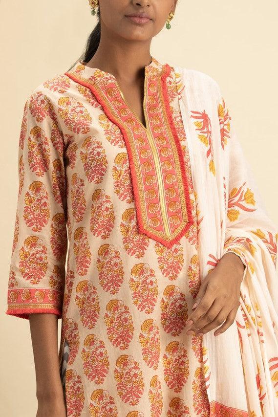 Multicoloured Printed Cotton Suit Set - ShopLibas