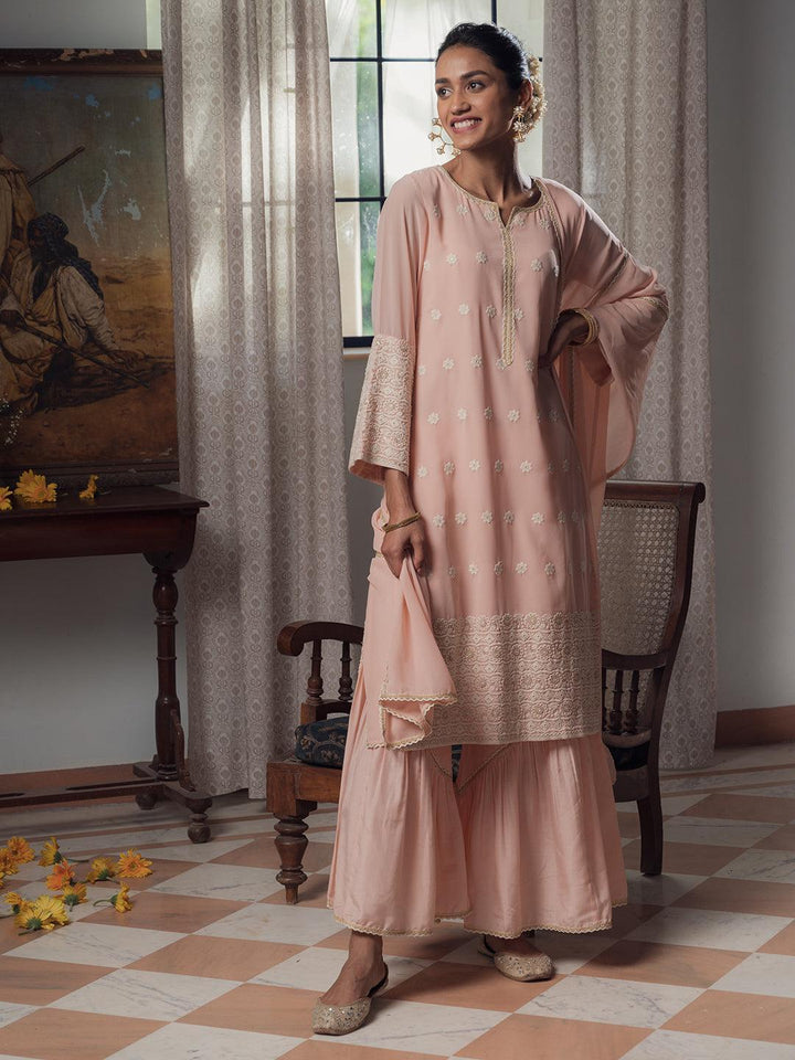 Pink Embroidered Georgette Suit Set - ShopLibas