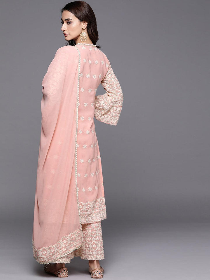 Pink Embroidered Georgette Suit Set - ShopLibas