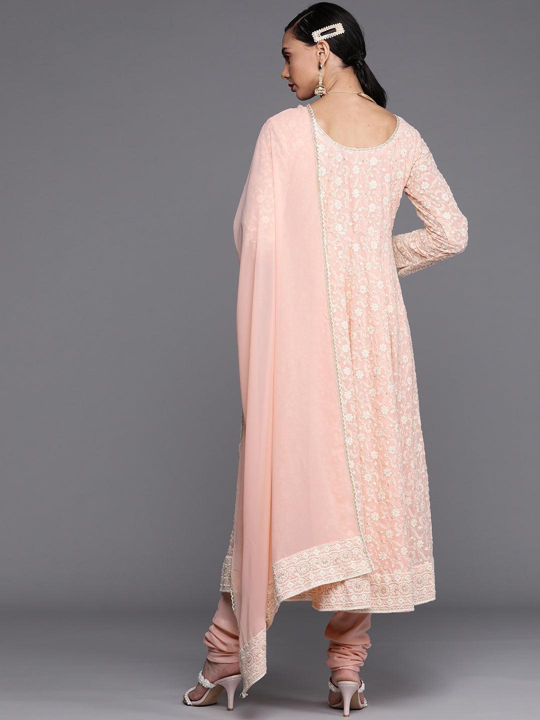 Pink Embroidered Georgette Suit Set