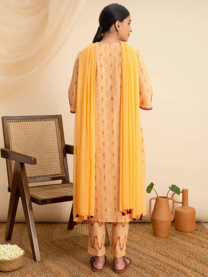 Peach Printed Cotton Suit Set - ShopLibas