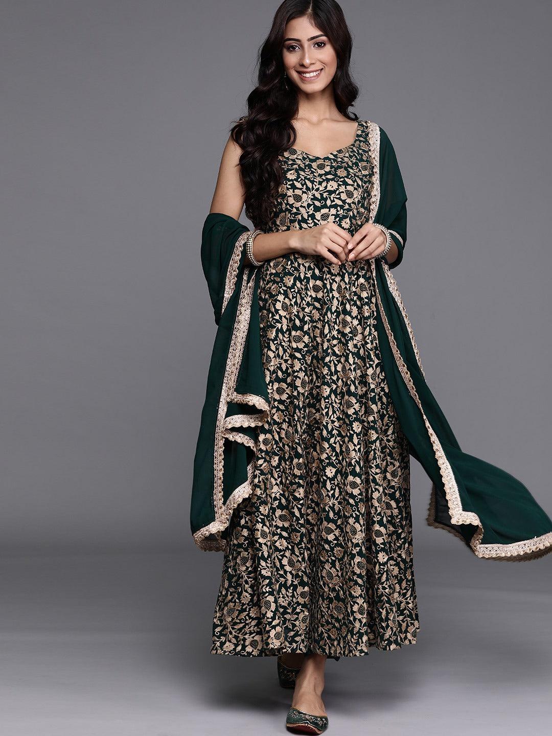 Green Embroidered Georgette Suit Set