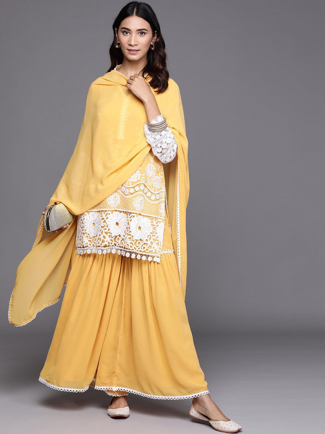 Yellow Embroidered Georgette Suit Set