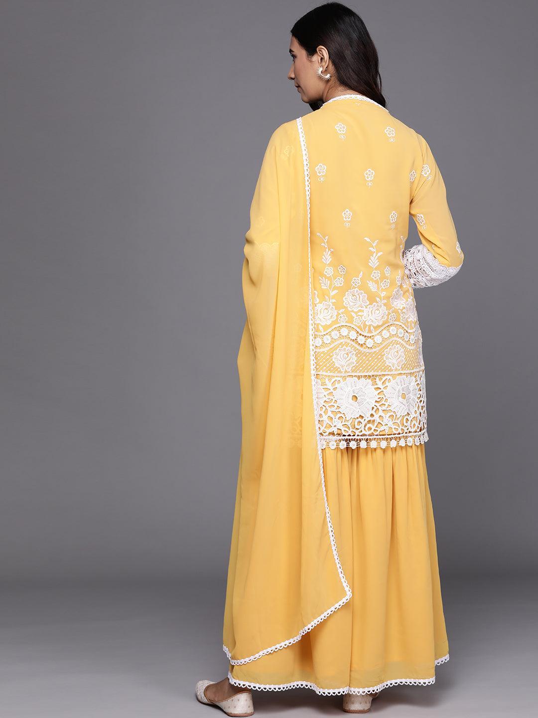 Yellow Embroidered Georgette Suit Set